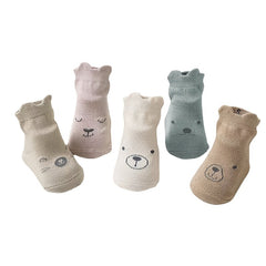 5 Pairs Toddler Non-slip Floor Socks Boys Girls Animal Cartoon