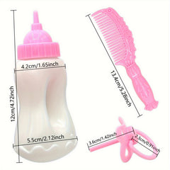 3pcs Doll Accessory Set - Pacifier, Bottle, Comb - Ideal for Grooming