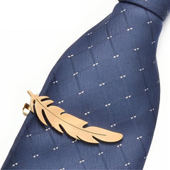 Stylish Feather Tie Clip Silver/Gold Leaf Stainless Steel Accessory