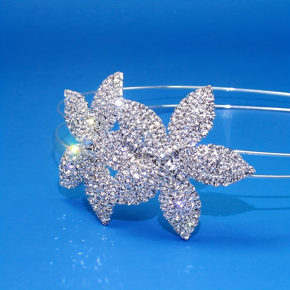 Rhinestone Flower Headband Queen Crown Tiara Head Jewelry