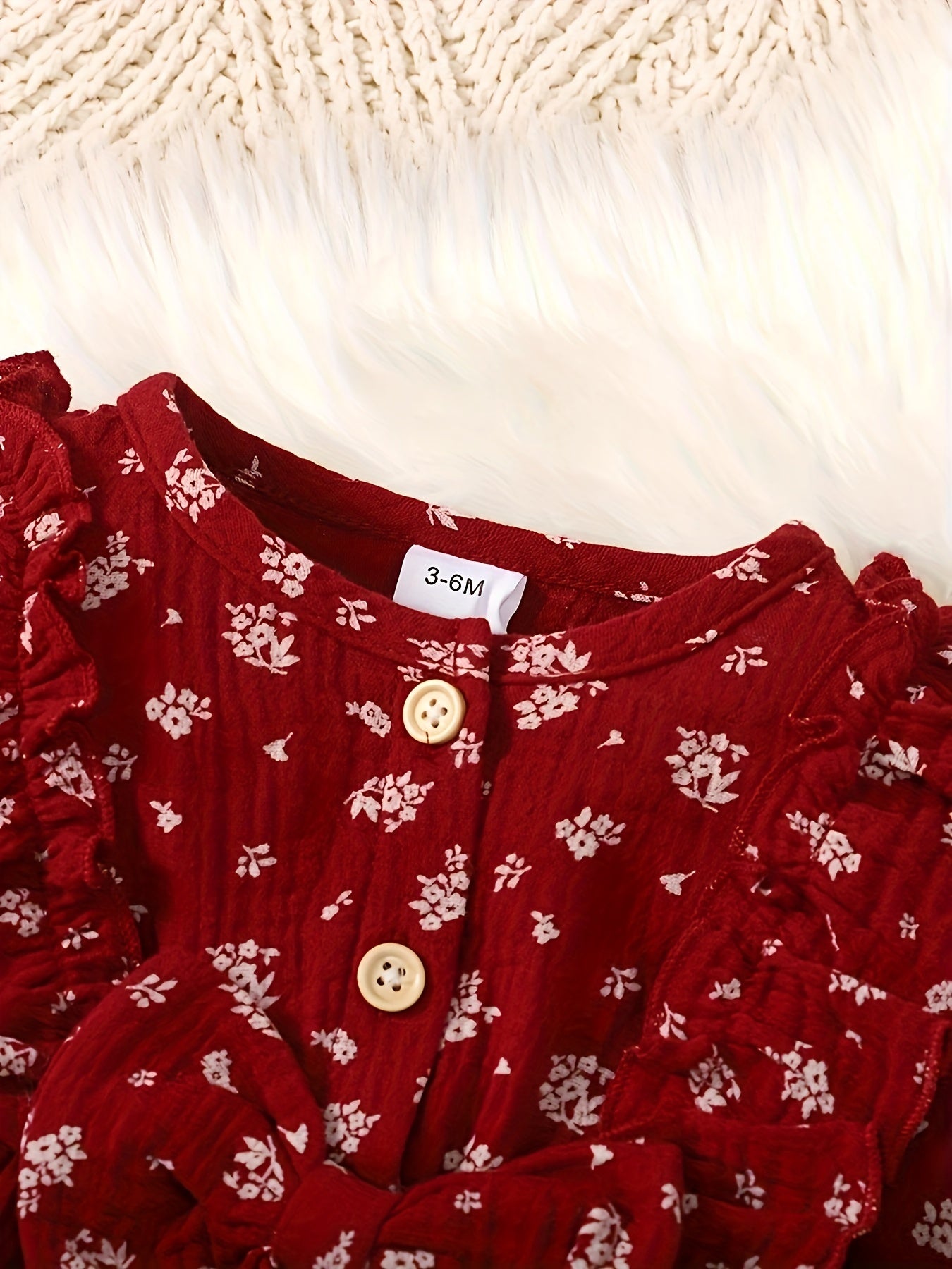 2pcs Baby Girl Long Ruffled Sleeve Bow Bodysuit With Bandana