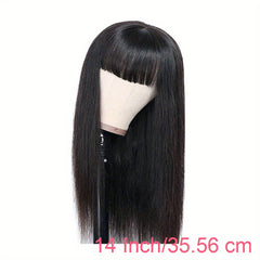 200 Density Human Hair Wigs With Bangs Brazilian Virgin None Lace Front Wigs