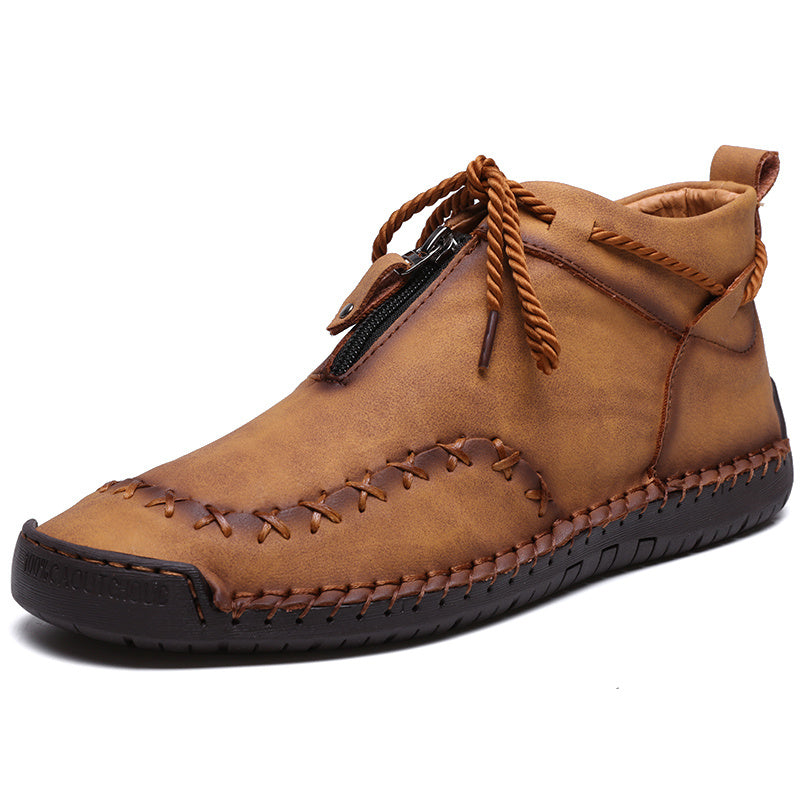 Men's Casual Retro Walking Desert Ankle Boots With Zipper