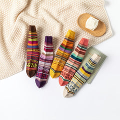 5 Pairs Women's Winter Cotton Blend Socks Cozy Knit Warm Socks