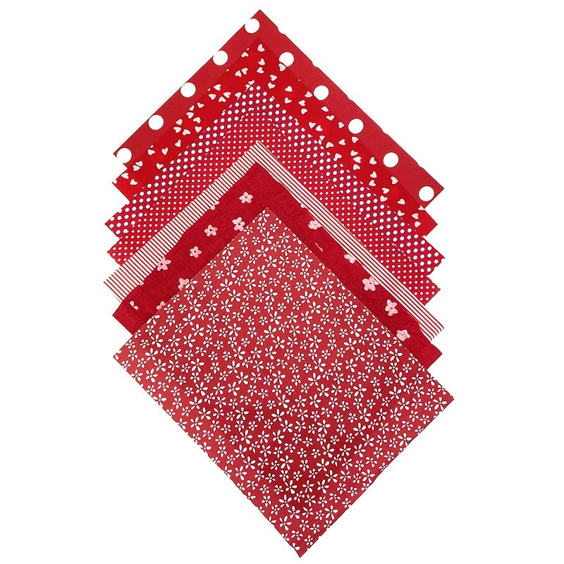 7pcs Red Fabric DIY Square Cloth for Sewing Project