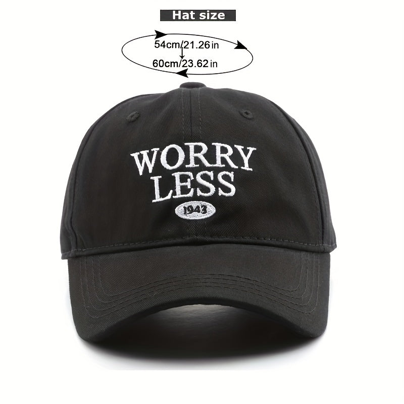 WORRY LESS Embroidery Baseball Cap Solid Casual Couple Dad Hats Unisex