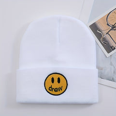 High-end Happy Face Dream Embroidery Woolen Knitted Cold Hat