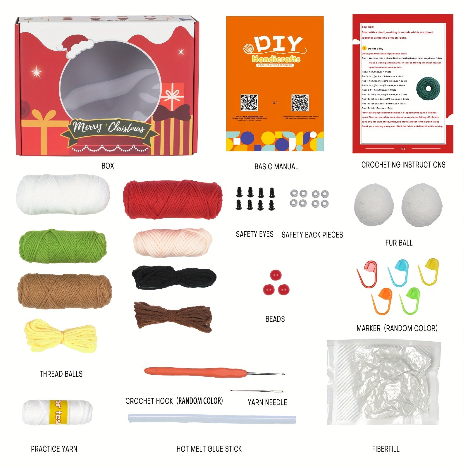 Beginner Crochet Kit w/ Step Guide - Perfect for Homemade Craft