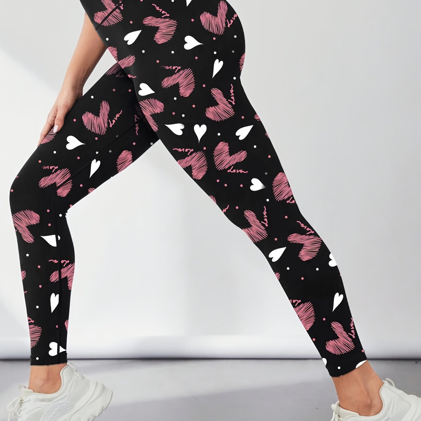 Heart Print Yoga Tight Pants Stretchy Fitness Leggings