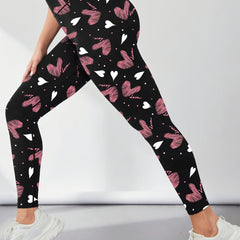 Heart Print Yoga Tight Pants Stretchy Fitness Leggings