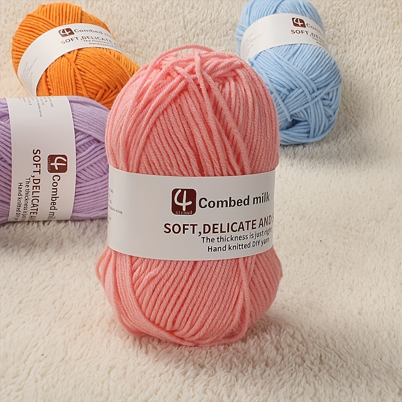 6pcs 4 Strands Combed Cotton Yarn For DIY Crochet Knitting Sweater Doll Flower