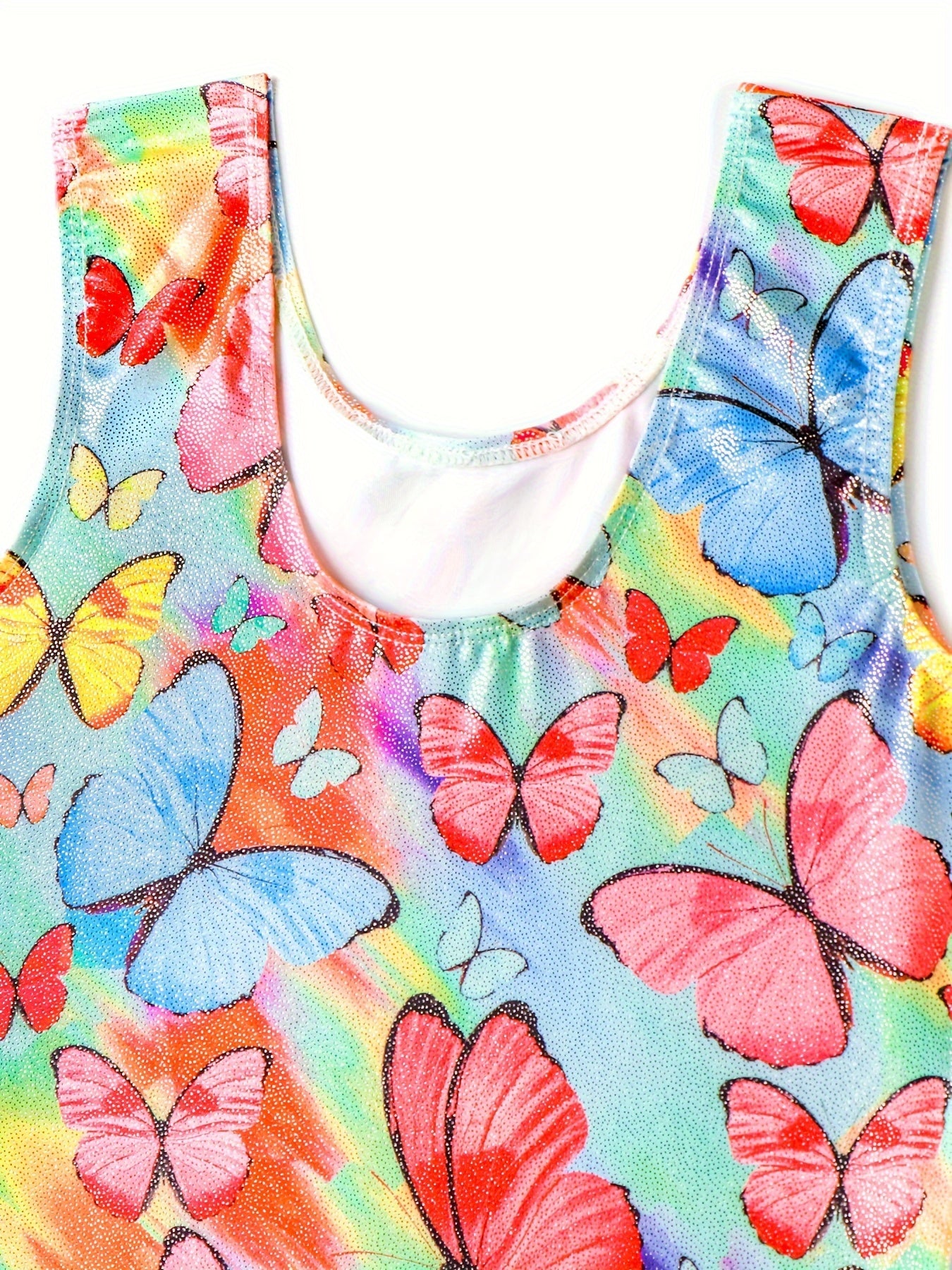 Girls Tie Dye Butterfly Gymnastics Outfit Sleeveless Dance Suit