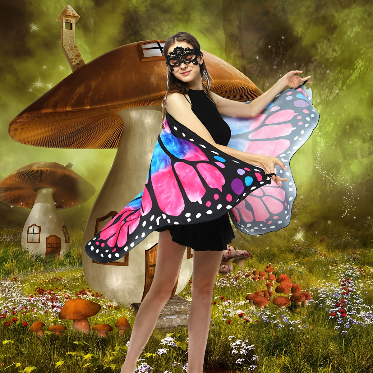 2pcs Butterfly Costumes for Womens Printing Fabric Butterfly Wings for Women