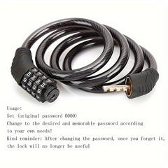 Mountain Bike 4-Digit Combo Lock Steel Wire Chain Cycling Equipment