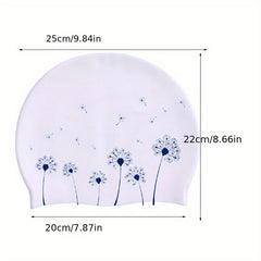 Dandelion Print Unisex Silicon Swim Cap Elastic Stretchy Durable Water Port Swim