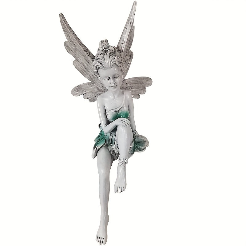 Resin Flower Fairy Sitting Statue Garden Decoration