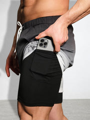 Men's Double Layer Sports Shorts for Gym Workout - Summer Training