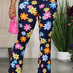 Floral Print High Rise Flare Leggings