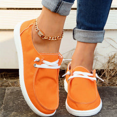 Women's Tangerine Boat Shoes Solid Lace Up Skate Shoes