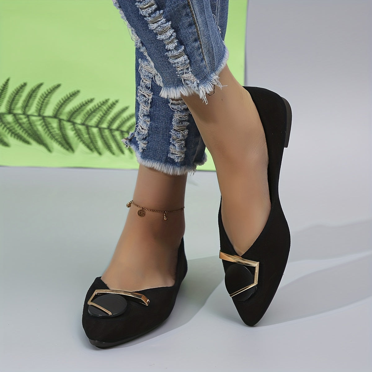 Women's Pointed Toe Flat Shoes Geometric Slip On Ballet Flats
