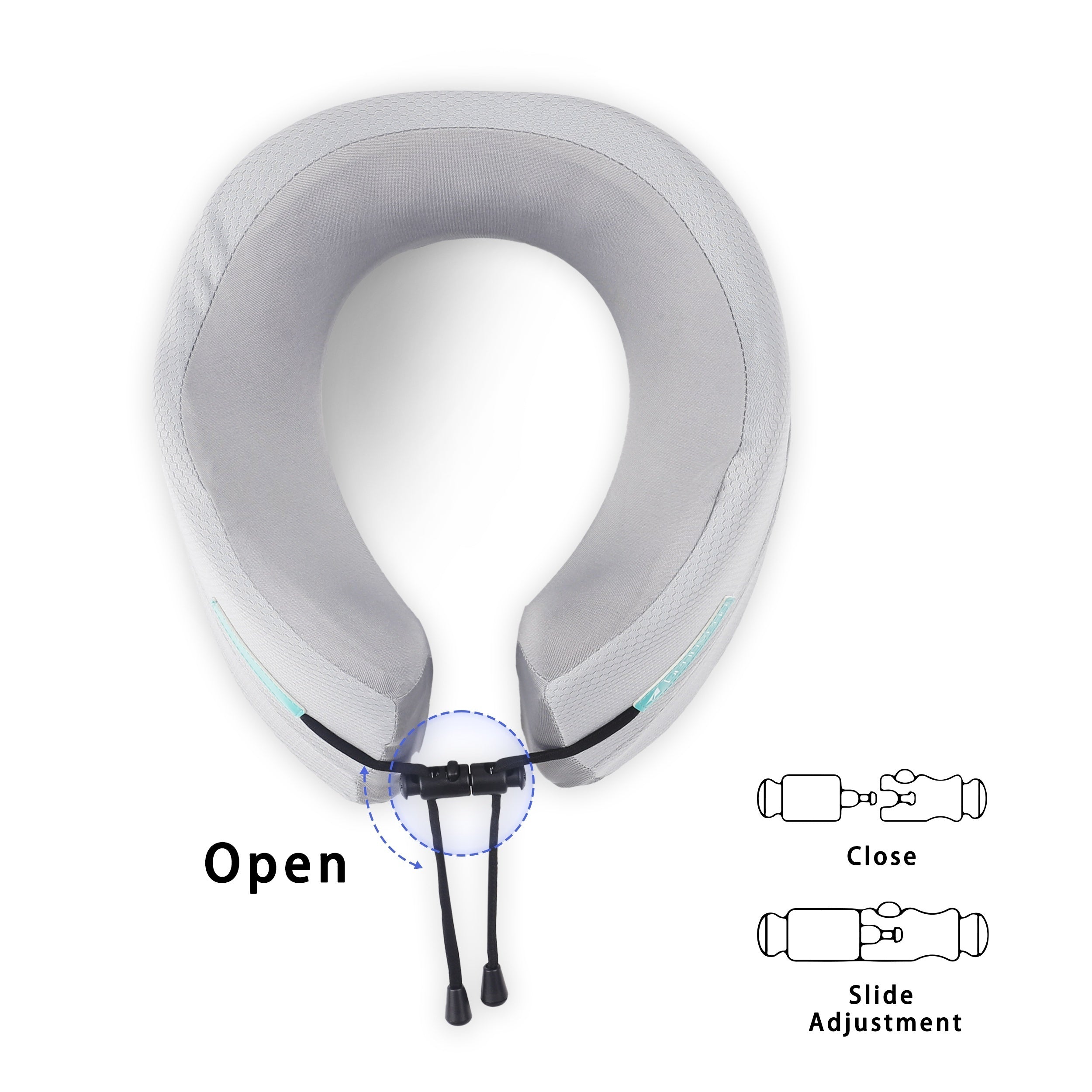 Adjustable Memory Foam Neck Pillow for Travel with Washable Cover