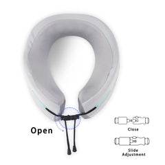Adjustable Memory Foam Neck Pillow for Travel with Washable Cover