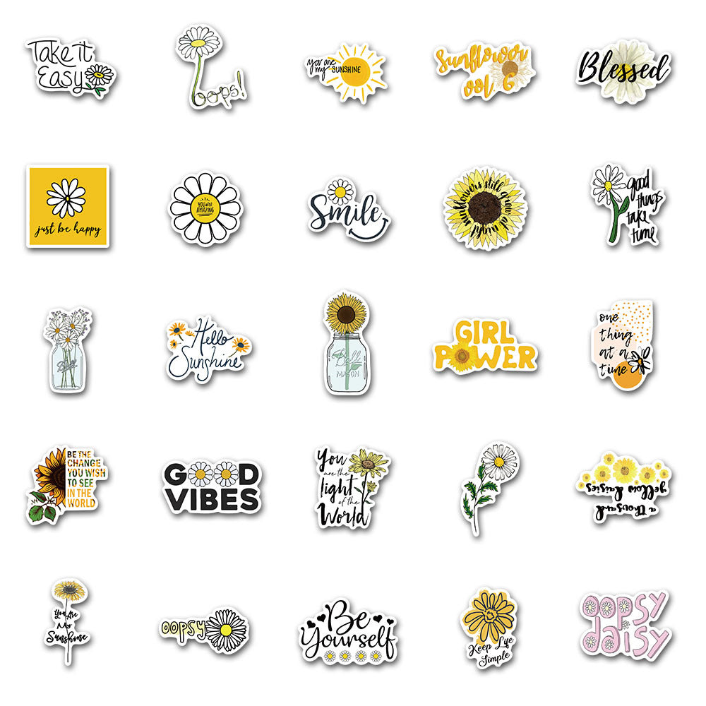 Cute Daisy Slogan Sticker Pack for Personalizing Items