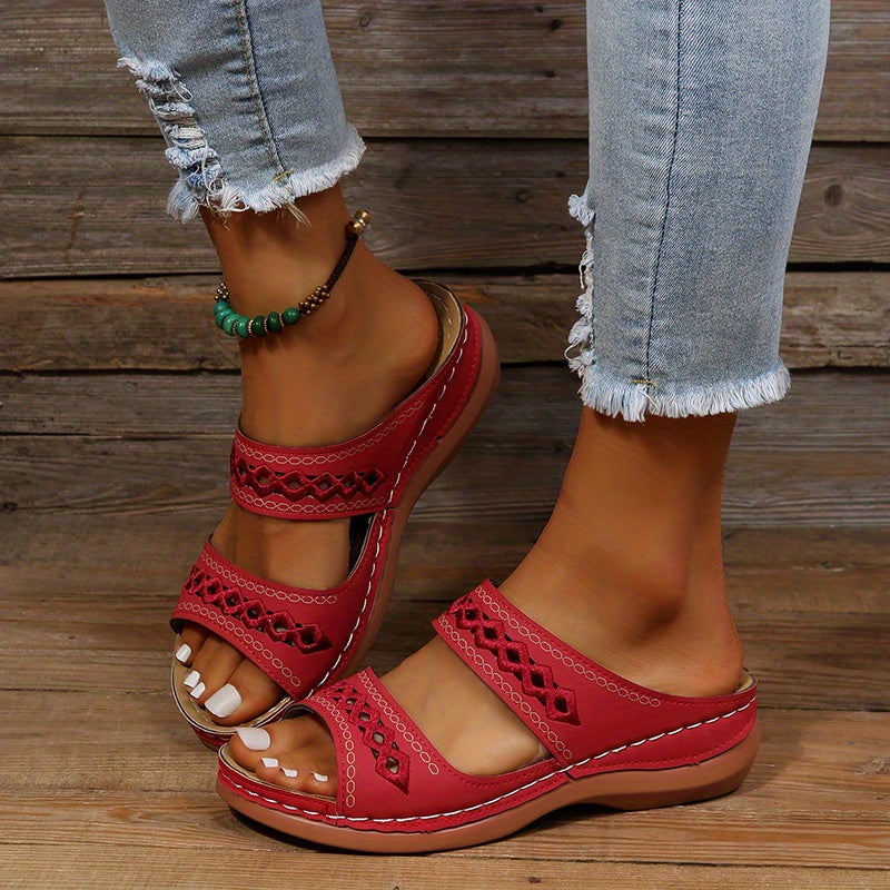 Women's Hollow Out Slip On Wedge Heeled Sandals