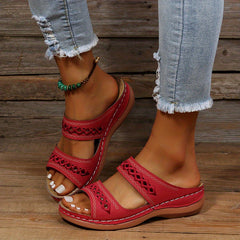 Women's Hollow Out Slip On Wedge Heeled Sandals