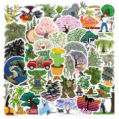 50pcs Cartoon Tree Stickers for Laptop Helmet Water Cup - Waterproof DIY