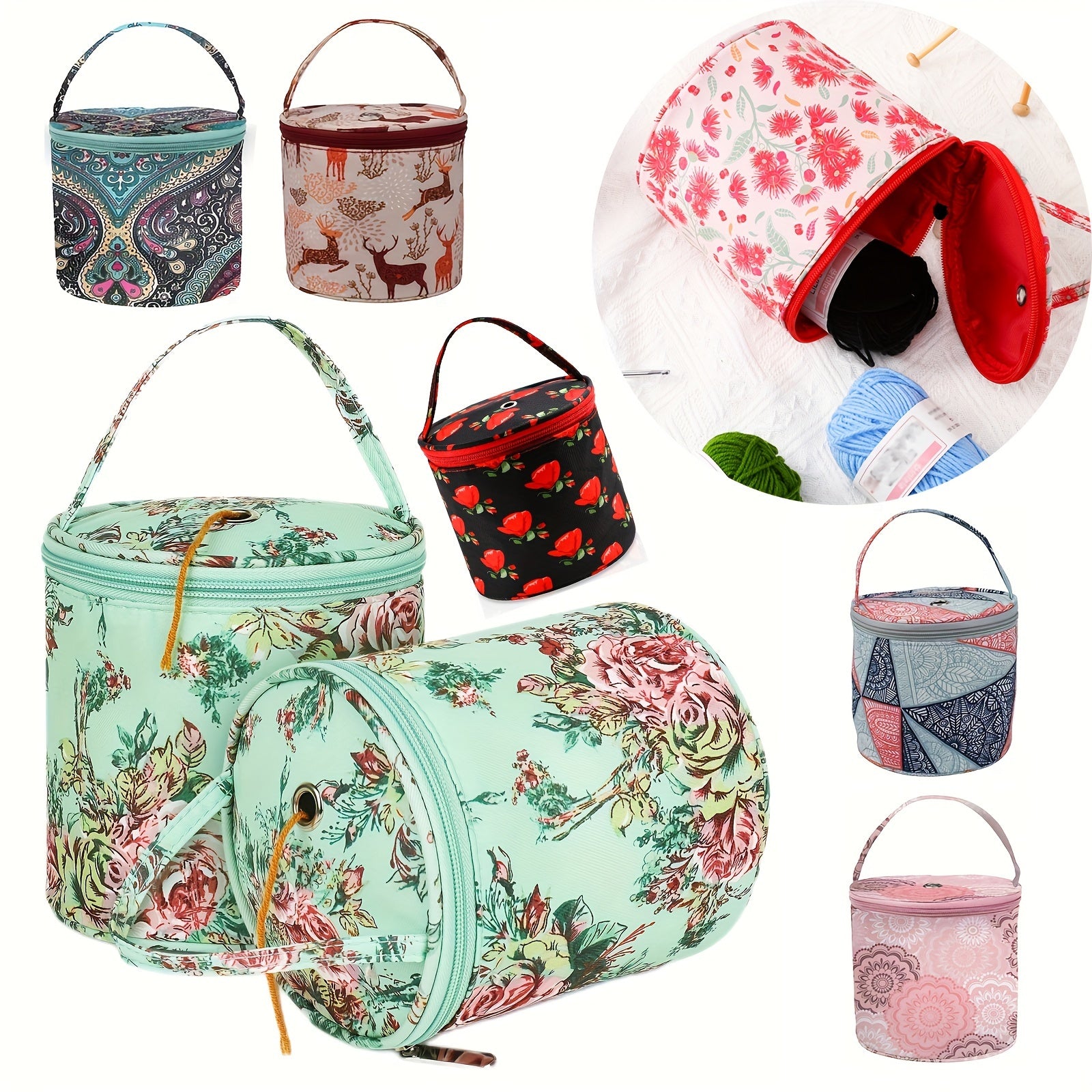 Short Wool Bucket Yarn Storage Bag