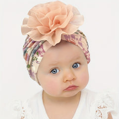 Chiffon Double Floral Baby Headscarf For 0-3 Years
