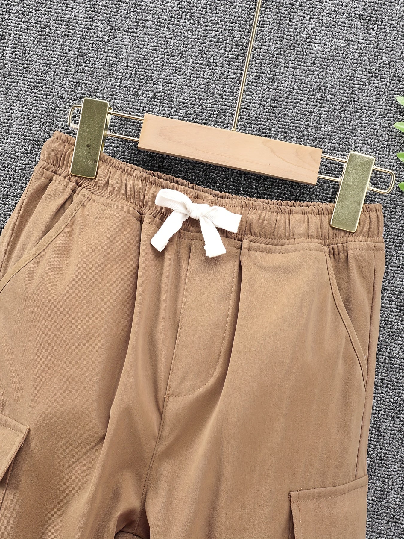 Boys Casual Cargo Pants Elastic Waist Pocket Outdoor