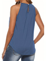 Halter Top Guipure Lace Panel Casual Sleeveless Summer Women's Top