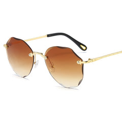 Irregular Rimless Sunglasses Gradient Vintage Shades UV Protection