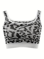 Leopard Seamless Tank Crop Top Backless Sleeveless Top Women's Lingerie
