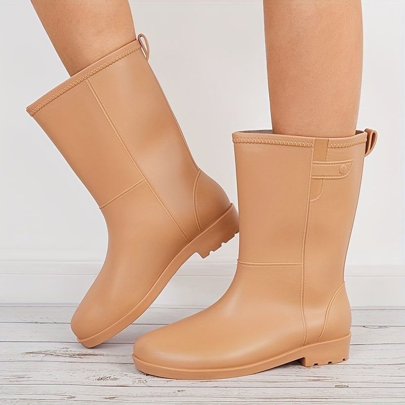 Women's Solid Rain Boots Waterproof Outdoor Boots