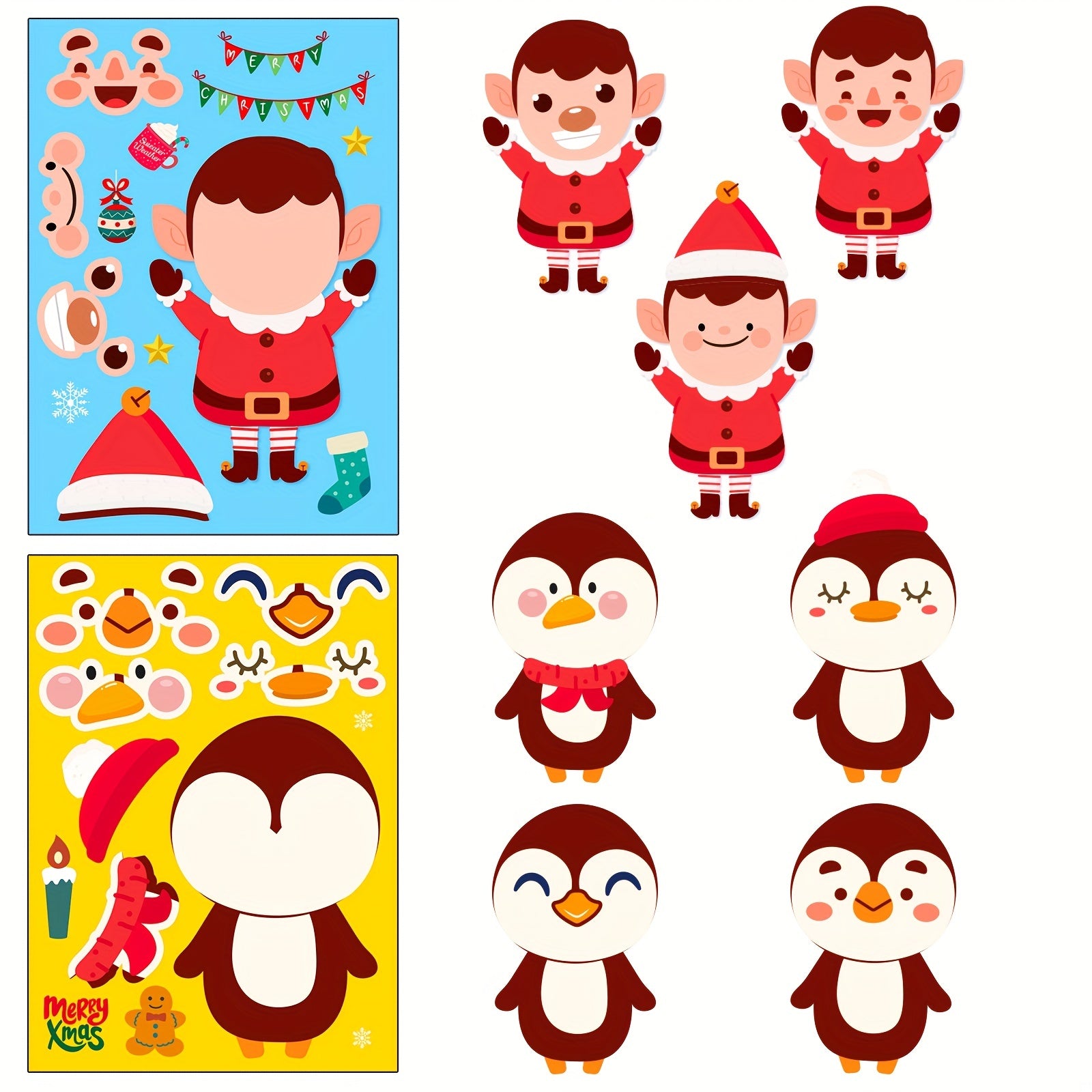 3pcs Christmas Face Changing Stickers Santa Claus DIY Waterproof Stickers