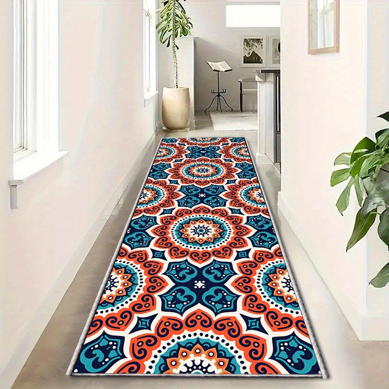 Boho Floral Runner Rug Soft Non Slip Washable Carpet for Hall Living Room