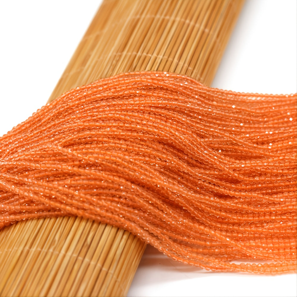 Orange Pointed Crystal Stone Beads - 16-inch Strand