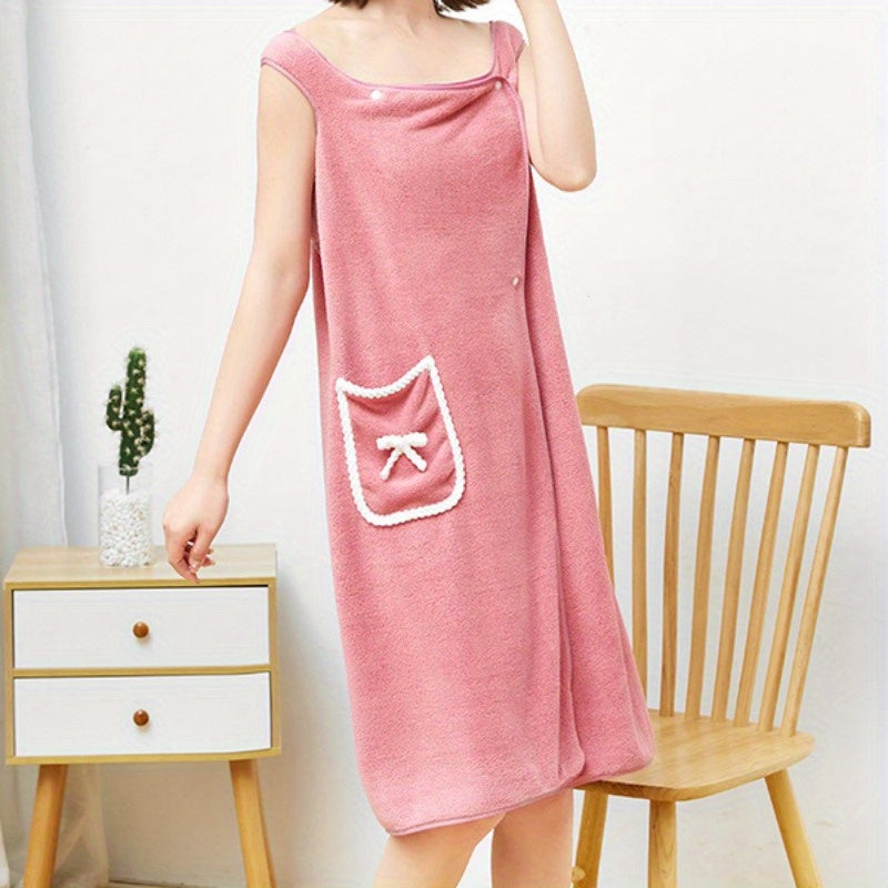 Coral Velvet Bathrobes for Women Wearable Bath Towels