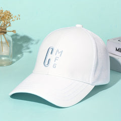 Letter Embroidery Mesh Trucker Hat Solid Cotton Breathable Baseball Cap