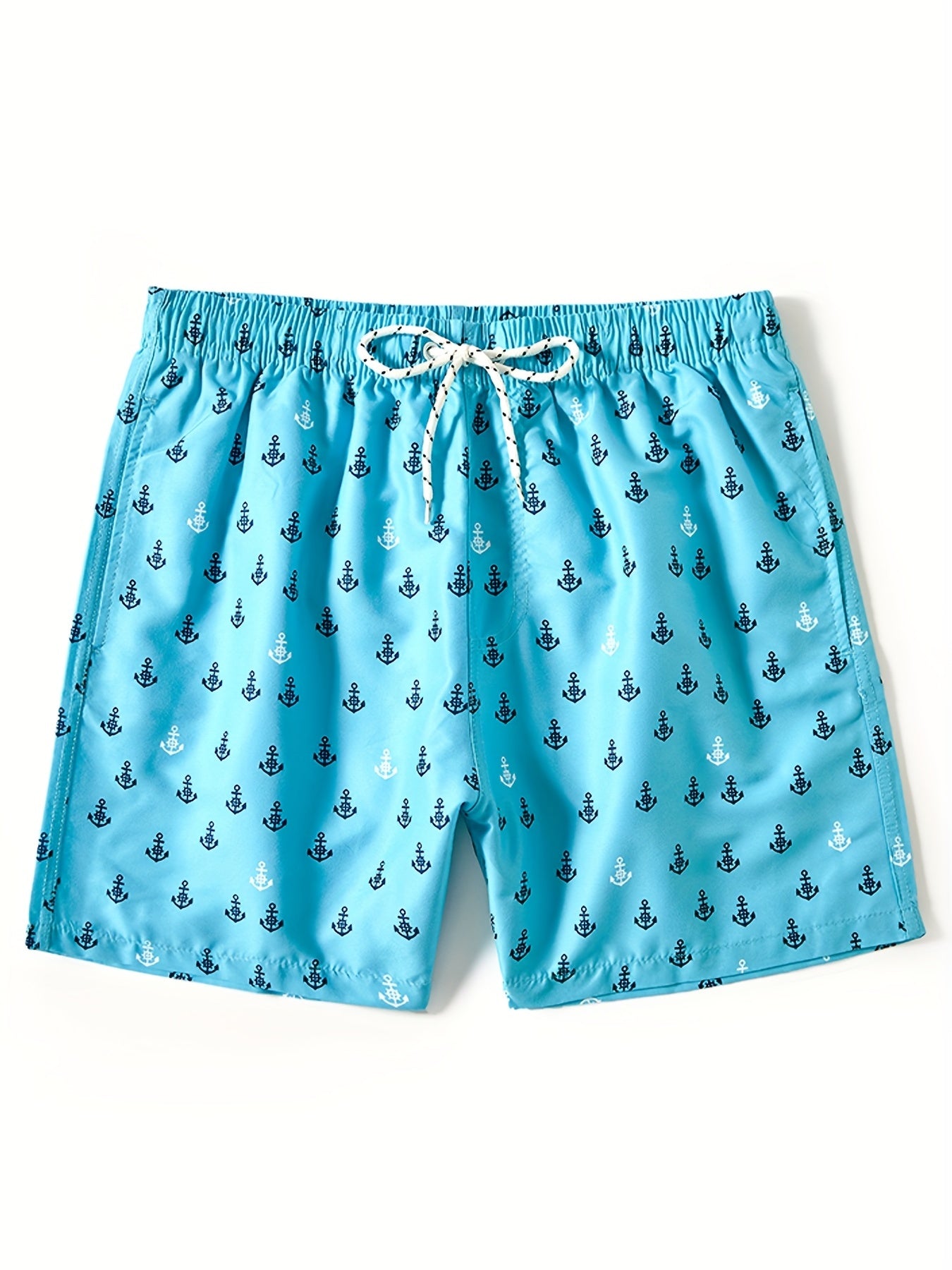 Boat Anchor Print Men's Swim Trunks Drawstring Board Shorts