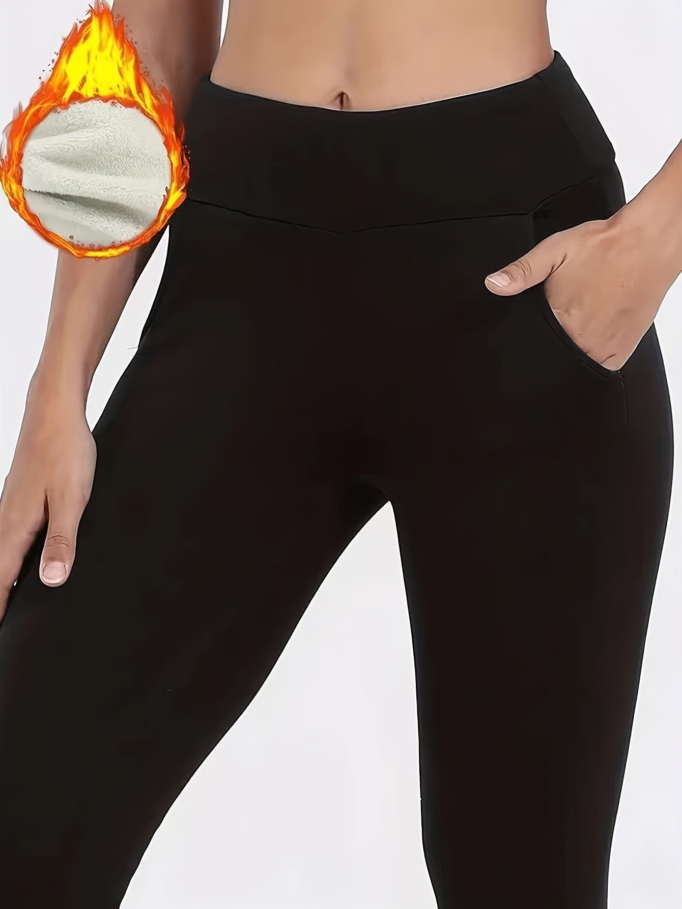 Fleece Yoga Pants With Pocket High Stretch Leggings
