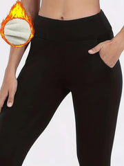 Fleece Yoga Pants With Pocket High Stretch Leggings