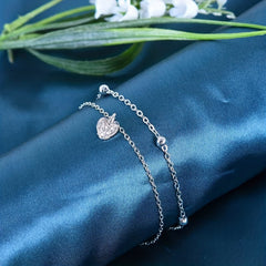 Heart Shape Pendant Anklet Double Layers Ankle Bracelet For Women