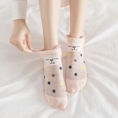 Cartoon Animal Print Socks & Low Cut Ankle Socks Women's Stockings