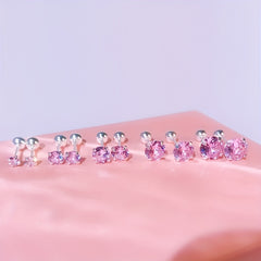 3-7mm Silvery Pink Diamond Stud Earrings for Women