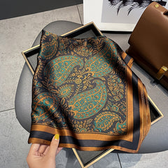 Silk Printed Square Scarf Women's Head Scarf Multifunctional Accessory