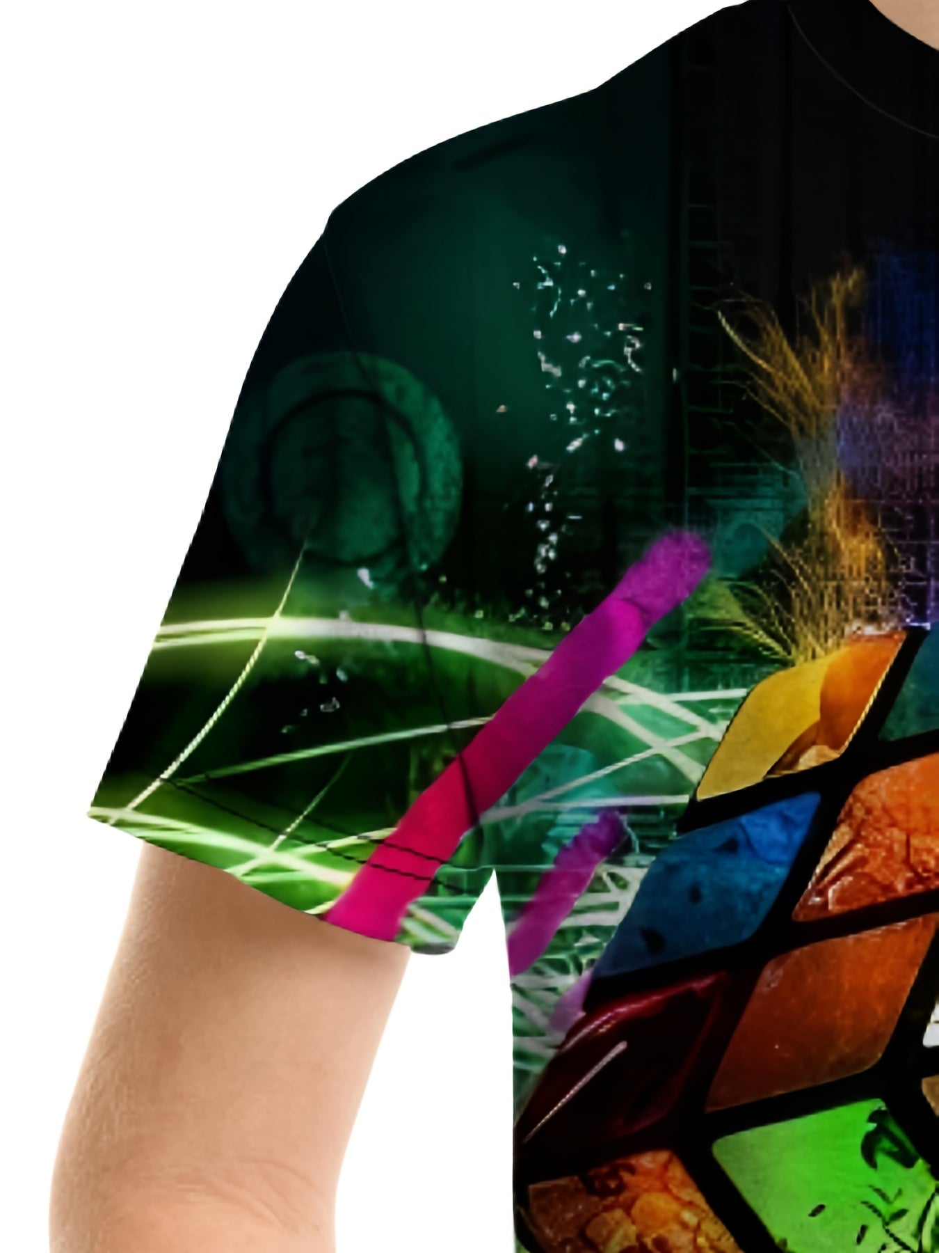 Colorful Cube 3D Print Boy's Casual Tees Short Sleeve Crew Neck T shirt